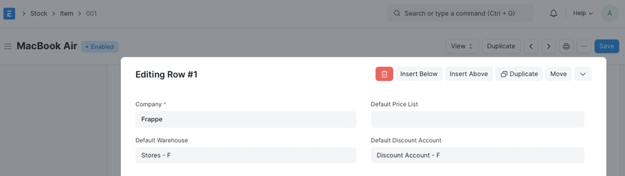 Tài khoản chiết khấu mặc định