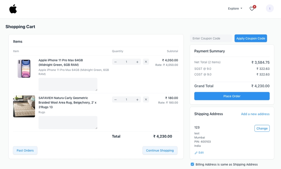 Kiểm tra giỏ hàng