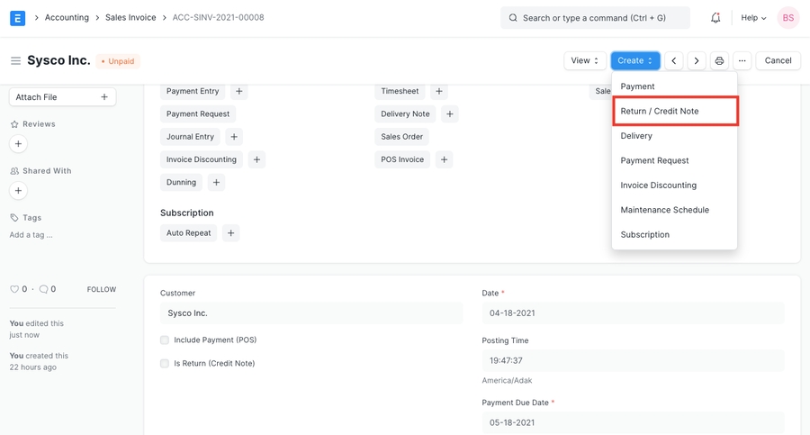 Giấy báo Có từ Hóa đơn