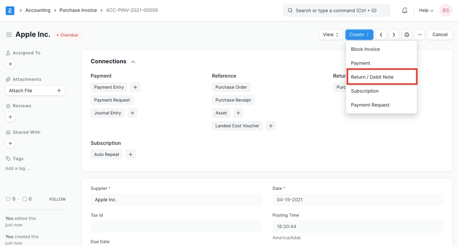Giấy báo Nợ từ Hóa đơn