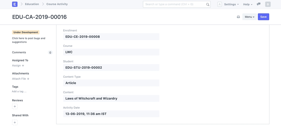 Hoạt động khóa học