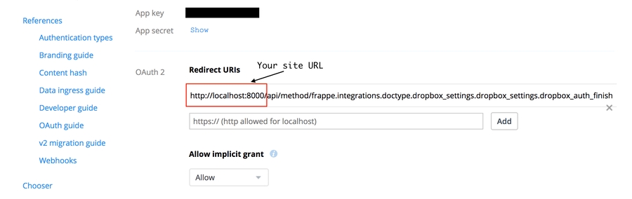 Đặt URL chuyển hướng