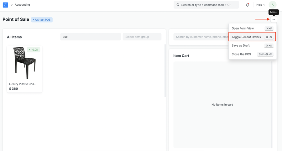 Tín dụng hoàn trả POS Mở các Đơn hàng Gần đây