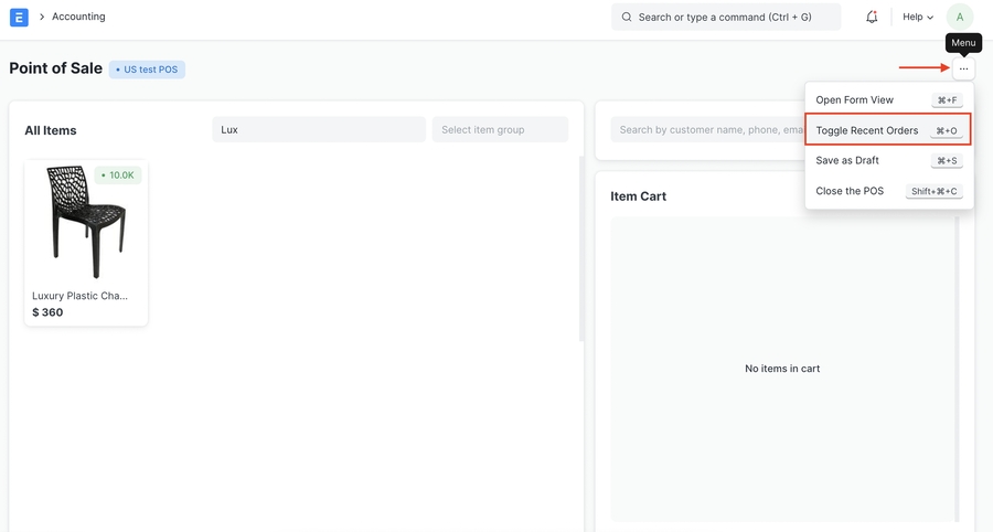 Tín dụng hoàn trả POS Mở các Đơn hàng Gần đây
