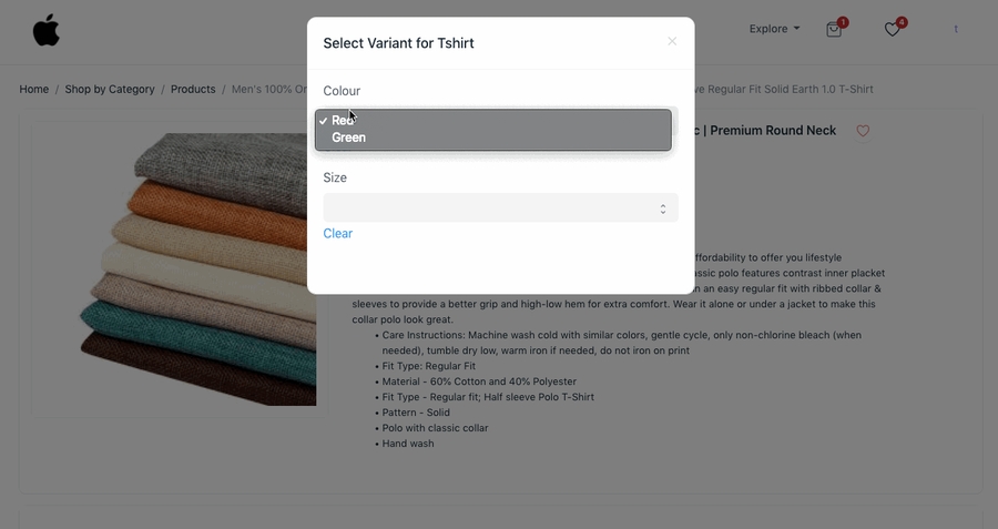 Mặt hàng có các biến thể